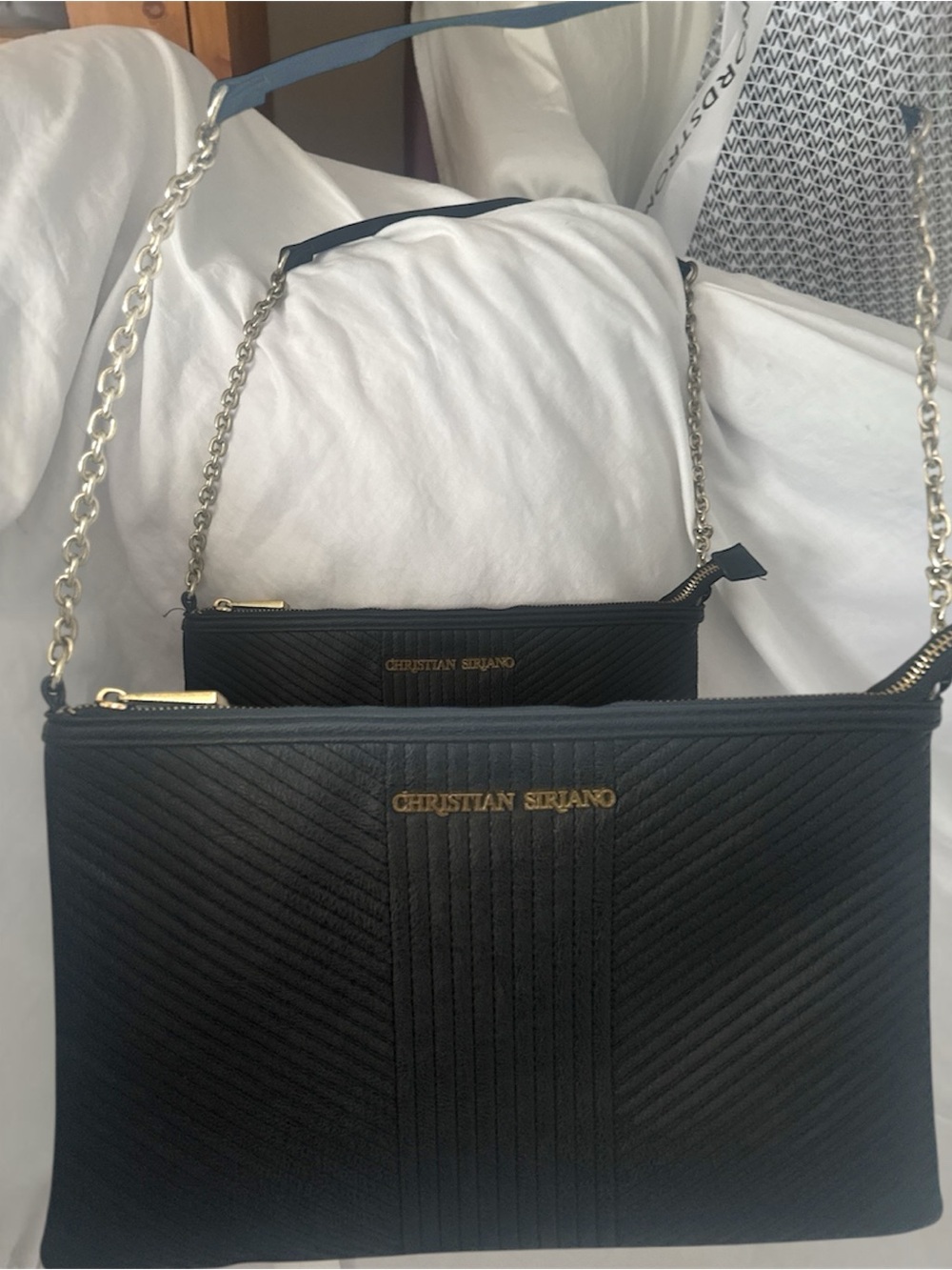 Christian Siriano Black Quilted Medium Crossbody Bag Chain Strap